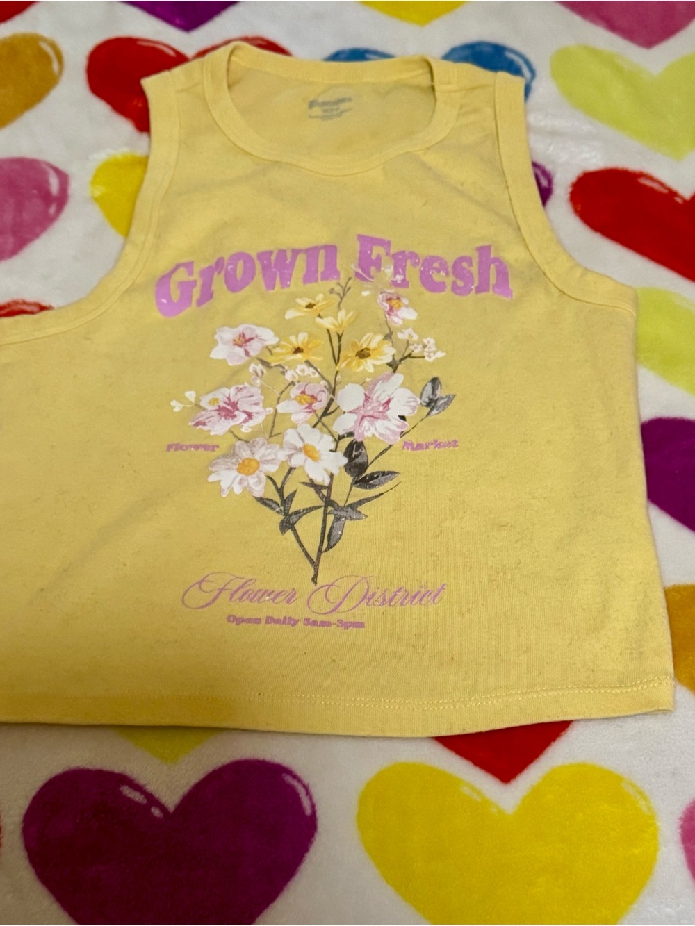 No Boundaries Yellow Floral 'Grown Fresh' Crop Tank Top